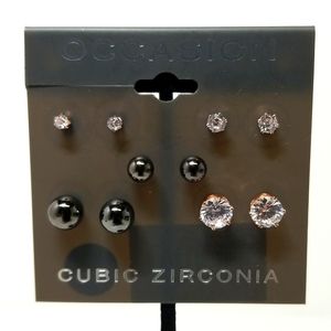 Occasion Cubic Zirconia Faux Gemstone & Black Pearl Womens 5 Earrings